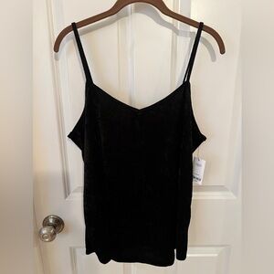 NWT City Streets Black velvet Camisole Top Tank Size Large